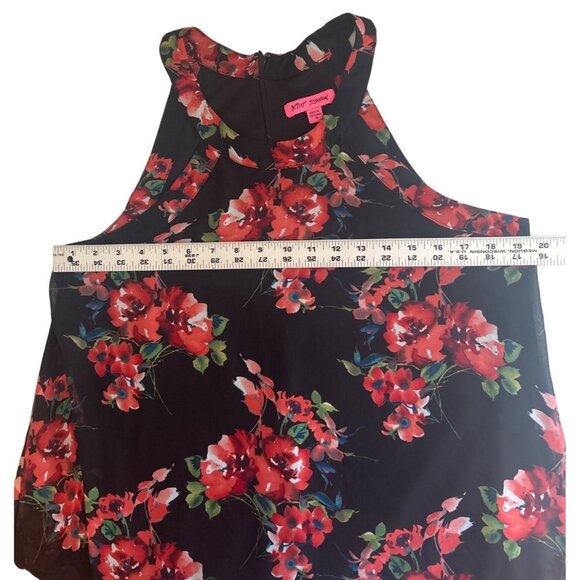Betsy Johnson Black & Red Floral Print, Sleeveless, Lined Dress, Size 10 - Picture 6 of 10